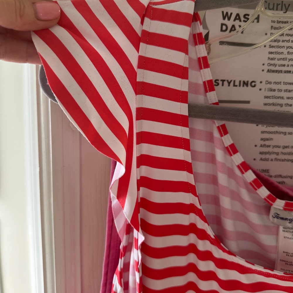 Tommy Bahama Hot Pink White dress w ruffle New with Tags - Picture 2 of 5